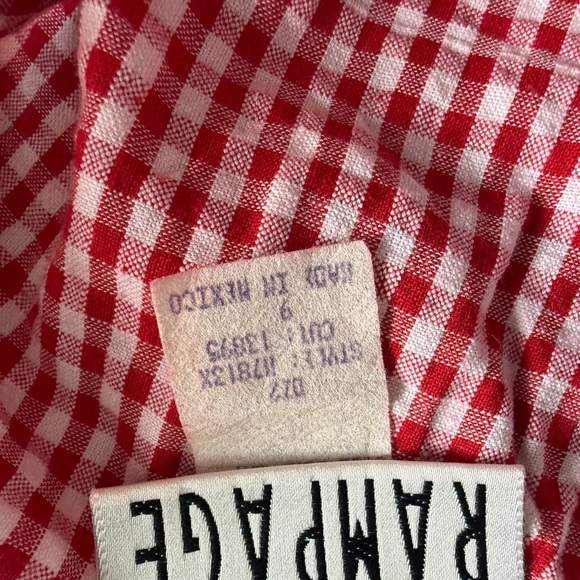 Vintage Rampage 90s Red Gingham Cotton Mini Dress Sleeveless Size Small - Picture 6 of 8